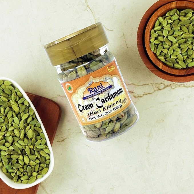 Rani Green Cardamom Pods Spice (Hari Elachi) 2oz (56g) PET Jar ~ All Natural | Vegan | Gluten