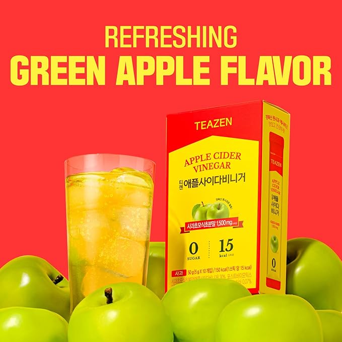 TEAZEN Apple Cider Vinegar Drink Powder Stick ??On-the-Go Wellness with 1500mg ACV, Sugar-Free