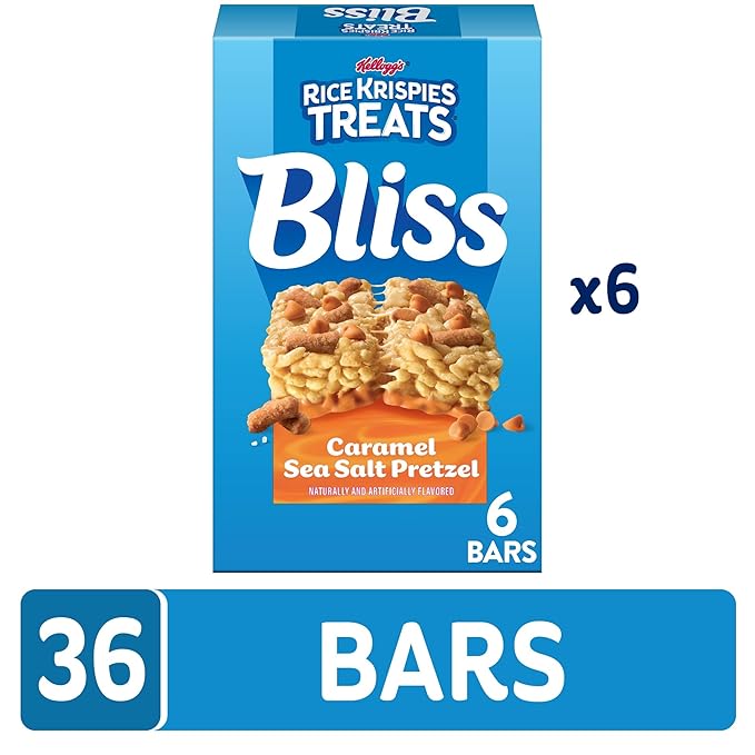 Rice Krispies Treats Bliss Crispy Marshmallow Squares, Snack Bars, Caramel Sea Salt Pretzel (6
