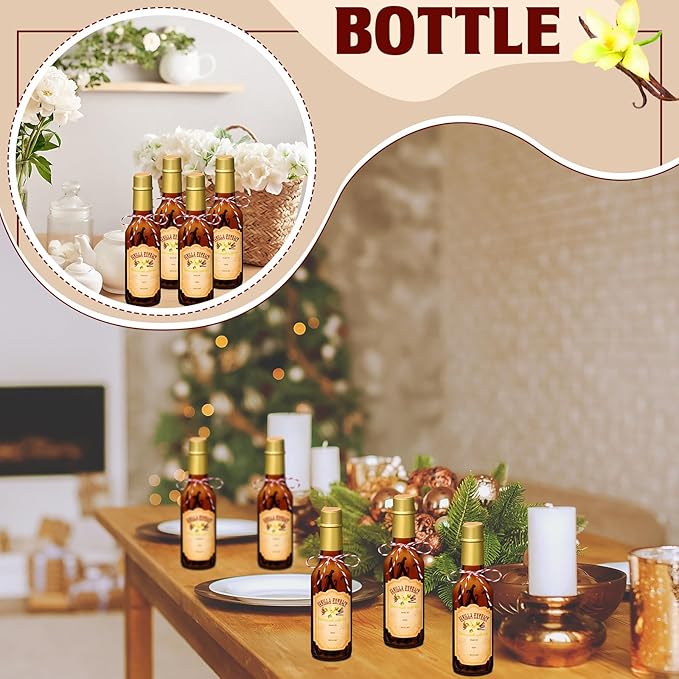 Tioncy 16 Pcs Vanilla Extract Bottles for Homemade Vanilla Jar Glass Bottle with Cap, Shrink Band