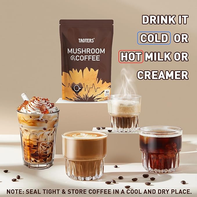 Mushroom Coffee | Enhanced Focus, Boosted Immunity, Improved Energy | 6 Adaptogenic Mushrooms: