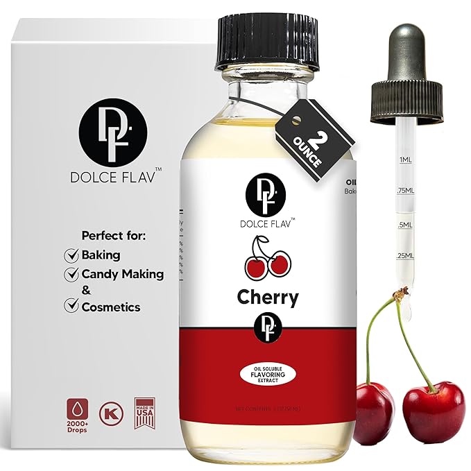 Dolce Flav Cherry Extract ??2 Ounce Oil-Soluble Kosher, Sugar-Free, Concentrated Fruity Flavor for