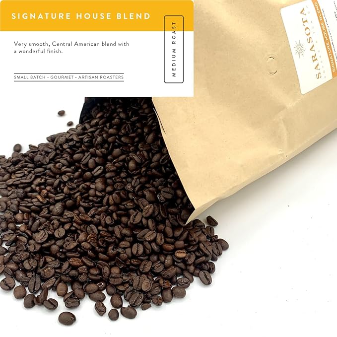 Sarasota Coffee Whole Bean Signature House Breakfast Blend | Medium Roast Gourmet Coffee Beans |
