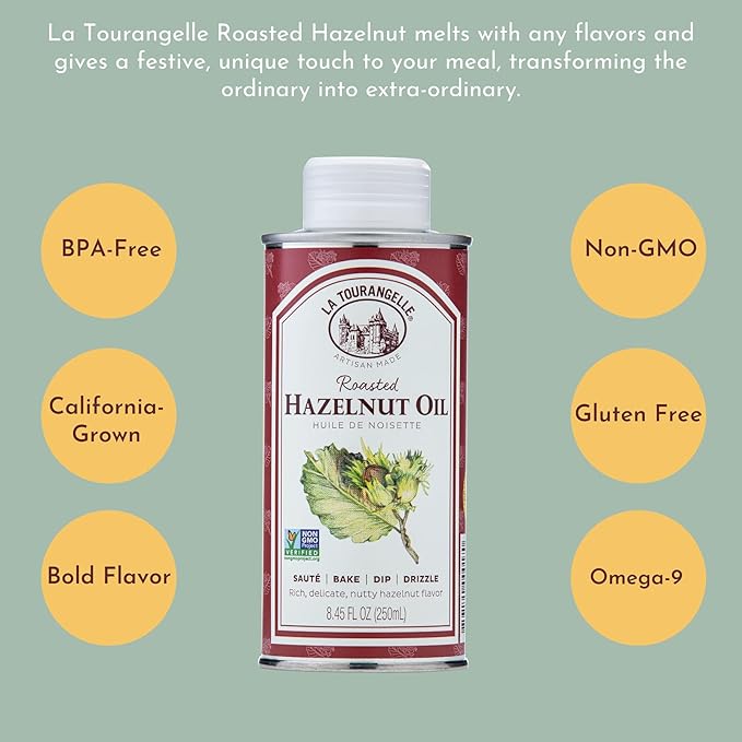 La Tourangelle, Roasted Hazelnut Oil, High-Oleic Oil Great for Baking, Stir-Frying, and
