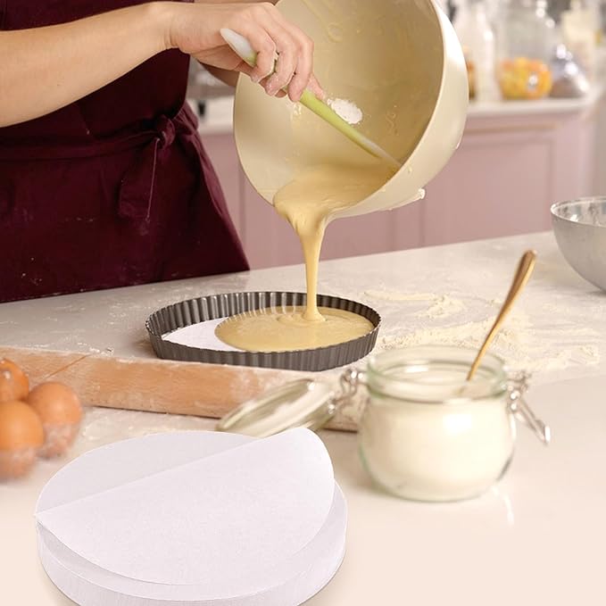 8 Inch Parchment Paper Rounds, 200Pcs Precut Baking Paper Sheets,Non-Stick Parchment Rounds for