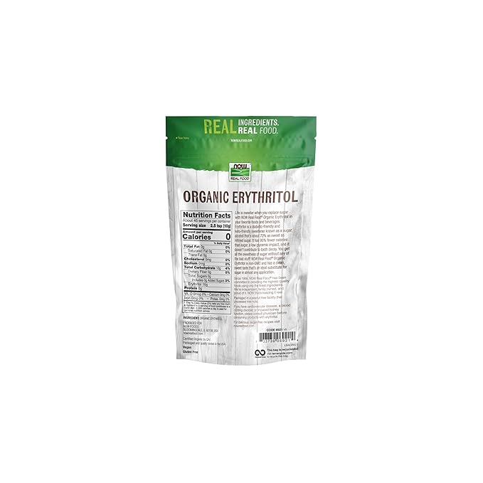 NOW Foods, Organic Erythritol, Pleasant Sweetner for Reduced-Calorie and Sugar-Free Recipes