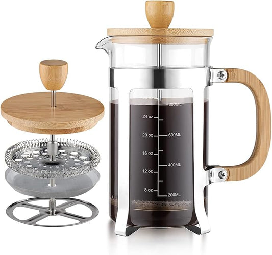 Sivaphe 34 oz French Press Coffee/Tea Maker with Bamboo Lid and Hand Stainless Steel High