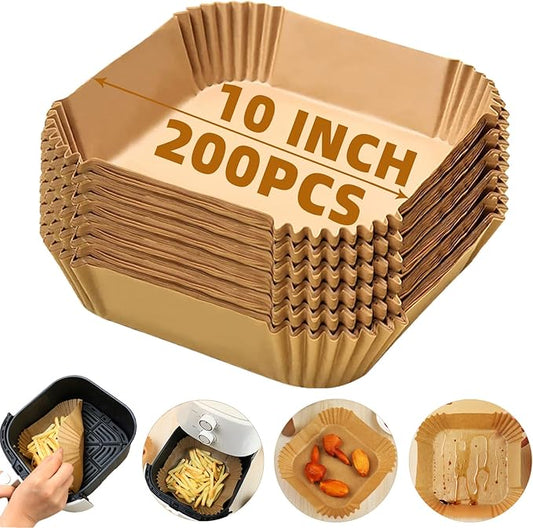 Air Fryer Liners Disposable,200PCS Victoyaw 10 Inch Square Air Fryer Parchment Paper Liners for