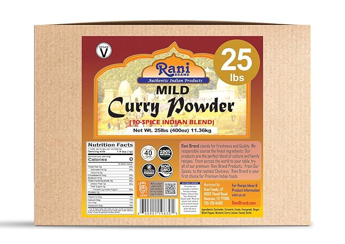 Rani Curry Powder Mild (10-Spice Authentic Indian Blend) 400oz (25lbs) 11.36kg Bulk Box ~ All