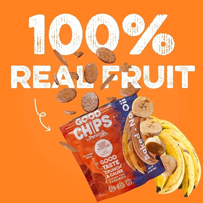 Good Chips Baked Crunchy Sweet Plantain Chips - Crispy, Oil Free, Healthy Maduritos - 1.4 oz - Pack