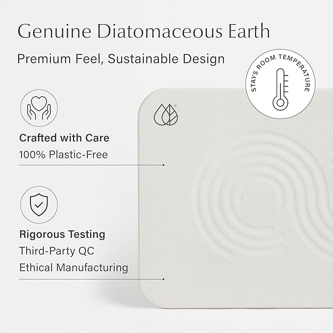 Dorai Home Bath Stone Mat 23.6"x15.4" – Quick-Dry, Non-Slip Diatomite Stone Bath Mat for Bathroom