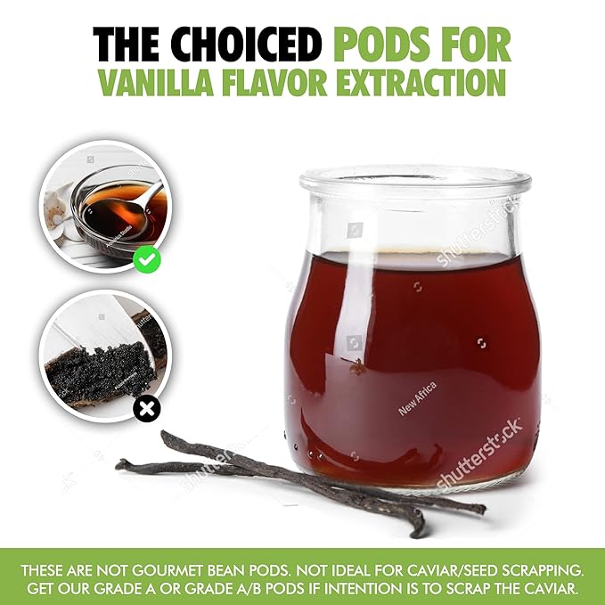 10 Organic Madagascar Vanilla Beans Grade B. Certified USDA Organic 5.5"-7" for Extract and Cooking