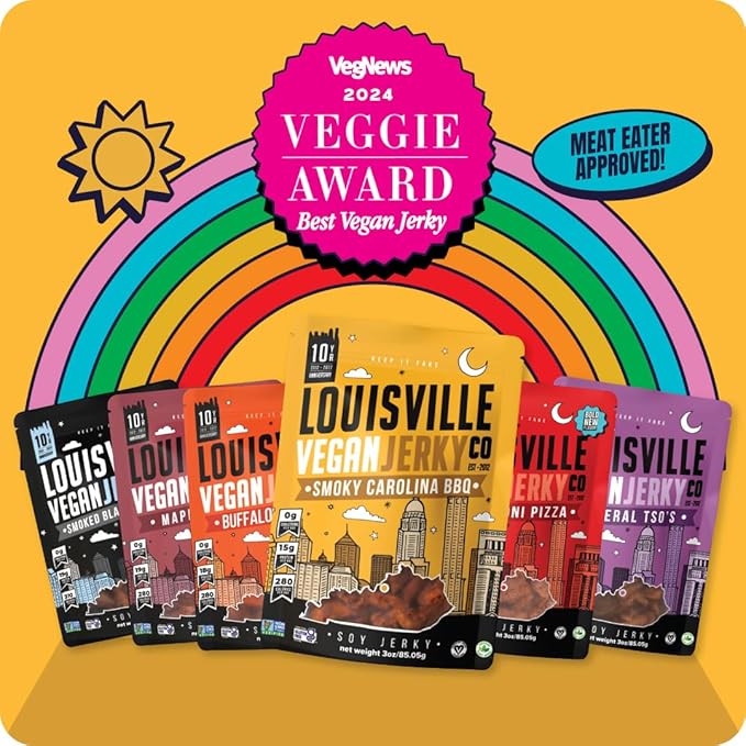 Louisville Vegan Jerky Co. Traditional Variety Bundle Vegan Jerky 3 oz. 5 pack (Smoky Carolina BBQ