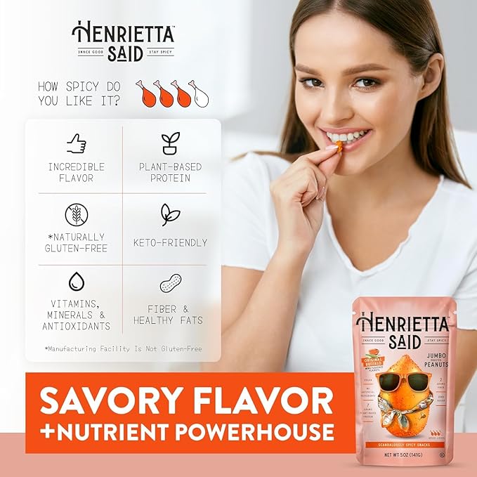 Henrietta Said Wing-Flavored Peanuts - Truly Good Foods Snacking Nuts - Bold Flavors - Savory &