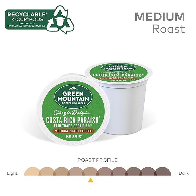 Green Mountain Coffee Roasters Costa Rica Paraiso, Keurig Single Serve K-Cup Pods, Medium Roast