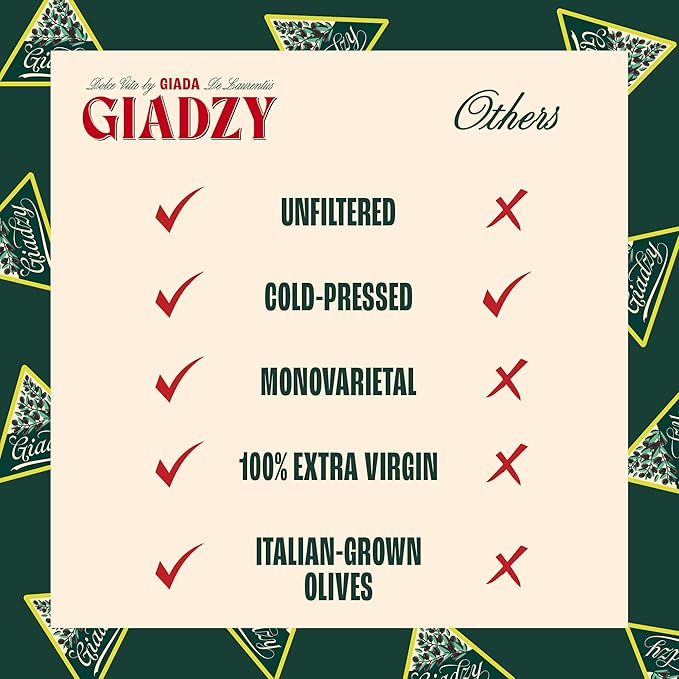 Giadzy by Giada de Laurentiis Olive Oil Extra Virgin - Premium Unfiltered Cold-Pressed Italian