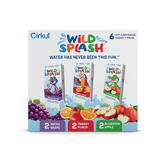 Cirkul Wild Splash Flavor Cartridge Variety Pack with Stevia, 6-Pack (2 Parrot Punch, 2 Alligator