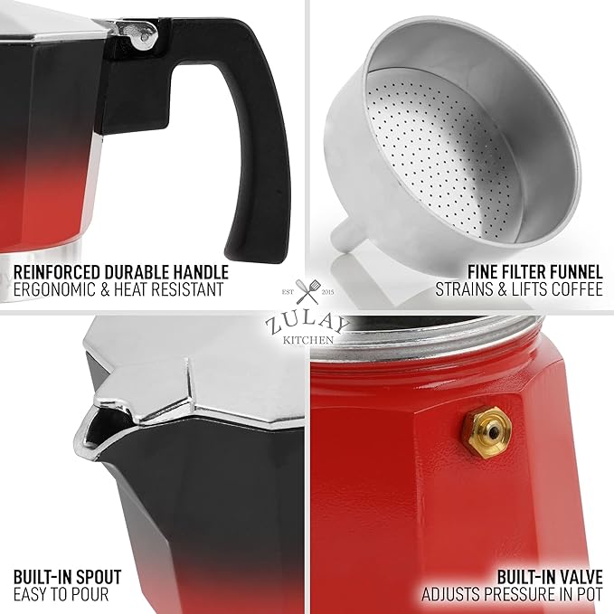 Zulay Kitchen Stovetop Espresso Maker - Moka Pot 5.5 Espresso Cups - Percolator Coffee Maker for