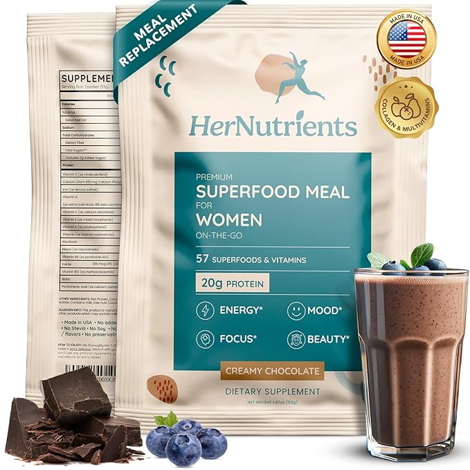 SuperFood Meal Replacement for Women - All-In-One Protein Powder with Greens & Vitamins & Collagen