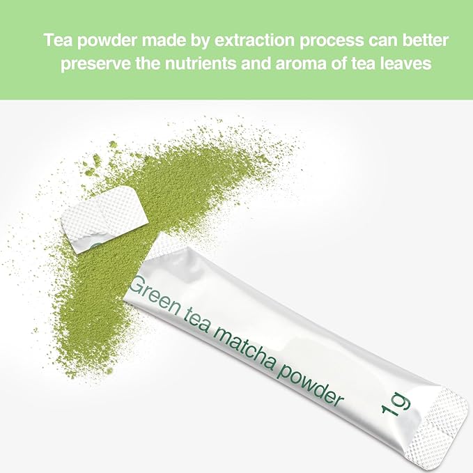 Taiping HK Green Matcha Tea 10 Single Serve Stick Packs For Cooking, Baking, Latte, Smoothie, Hot &
