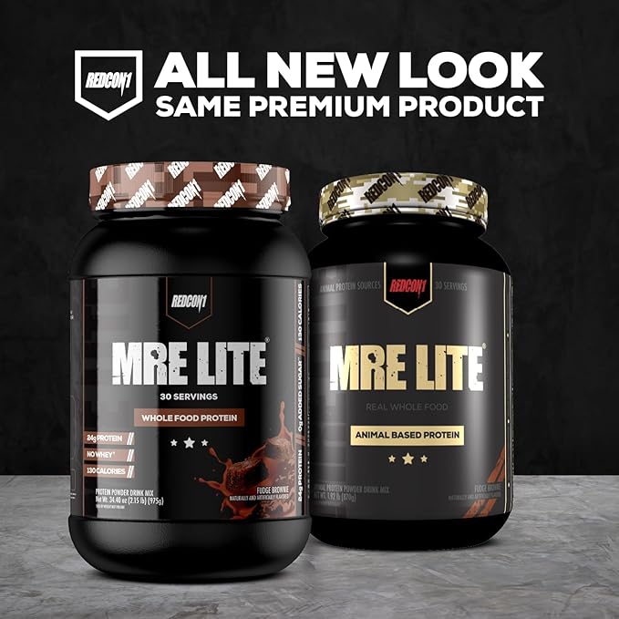 REDCON1 MRE Lite Whole Food Protein Powder, Vanilla Milkshake - Low Carb & Whey Free Meal