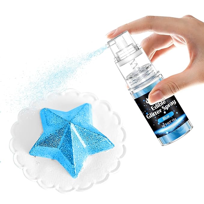 Blue Edible Glitter Spray - Herbeklab 15g Edible Glitter for Cakes, Food Grade Metallic Shimmer
