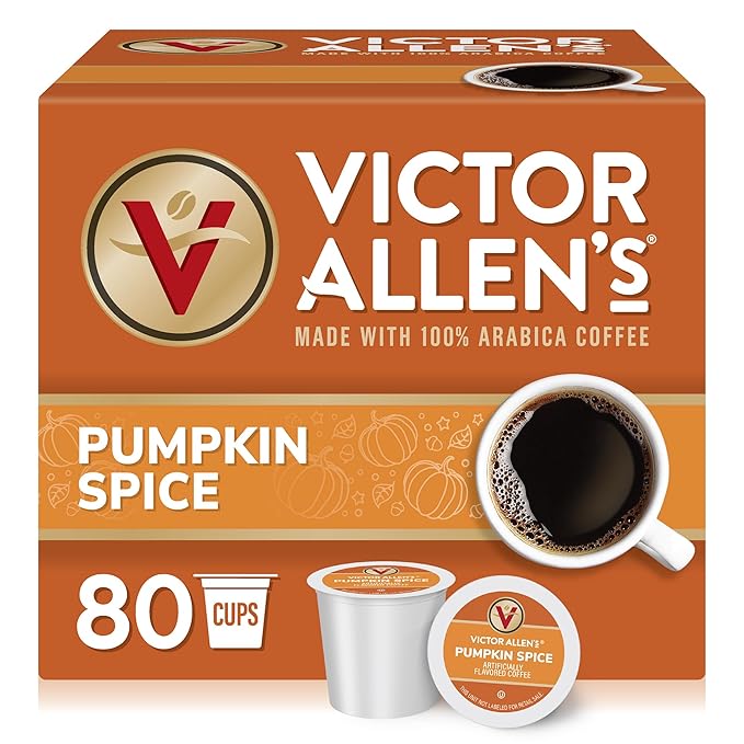 Victor Allen's Coffee Pumpkin Spice Flavored, Medium Roast, 80 Count, Single Serve Coffee Pods for