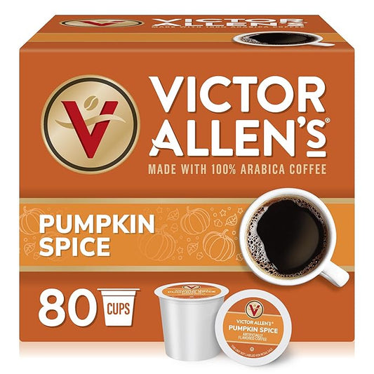 Victor Allen's Coffee Pumpkin Spice Flavored, Medium Roast, 80 Count, Single Serve Coffee Pods for