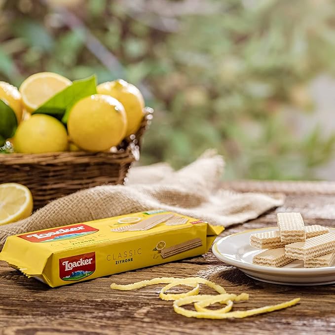 Loacker Classic Lemon Wafers - Premium Crispy Wafer Cookies with Lemon Cream Filling - Multipack of