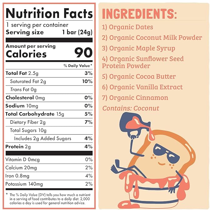 Skout Organic French Toast Frenzy Kids Snack Bars (18 Pack) | Organic Kids Snack Bars | Plant-Based