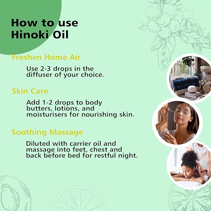 Hinoki Essential Oil 1 Oz ??100% Pure Natural Hinoki Oil for Diffuser, Skin, Hair, Massage & DIY