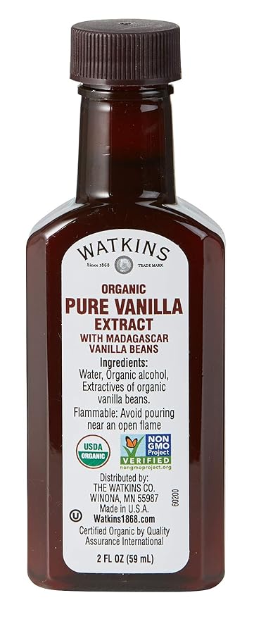 Watkins Organic Pure Vanilla Extract, with Madagascar Vanilla Beans, Non-GMO, Kosher, 2 oz. Bottle