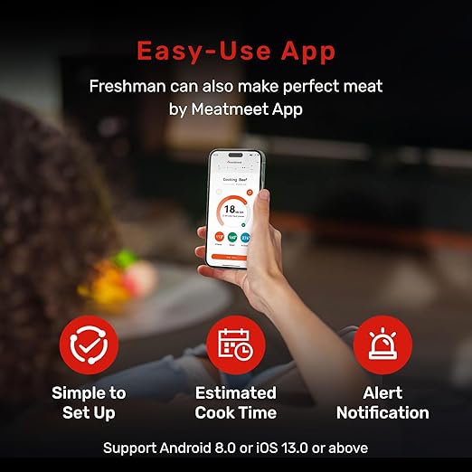 Pro Smart WiFi Wireless Meat Thermometer, Unlimited Range, Improved Stability, Ultra-Thin Probe