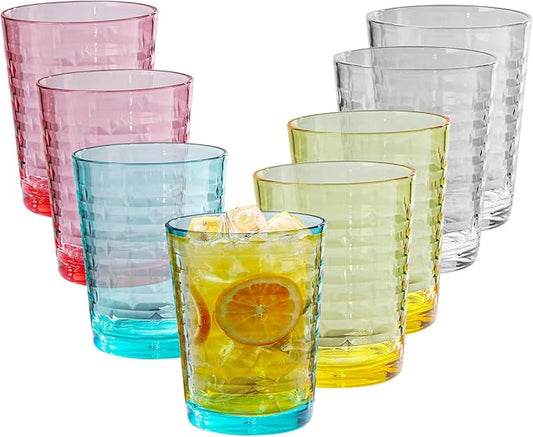 BPA-Free Plastic Tumblers 8 Pack (8x16oz) | Reusable Dishwasher Safe | Stackable Shatterproof Cups