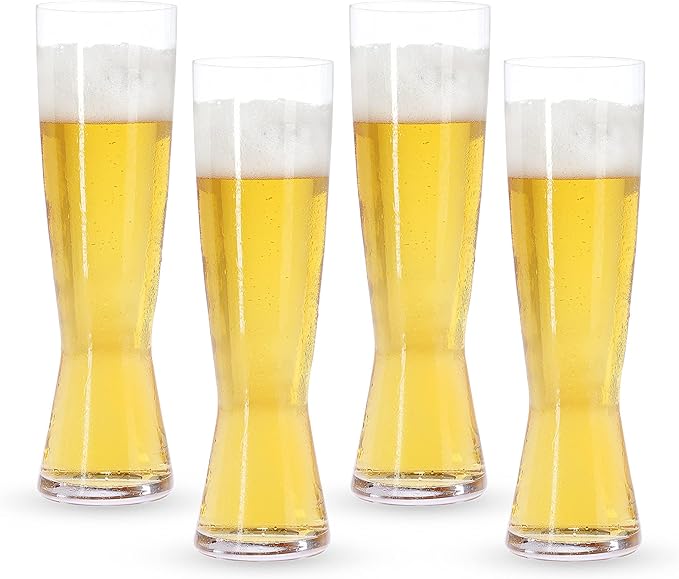 Spiegelau Beer Classics Tall Pilsner Glasses, Set of 4, European-Made Lead-Free Crystal, Modern