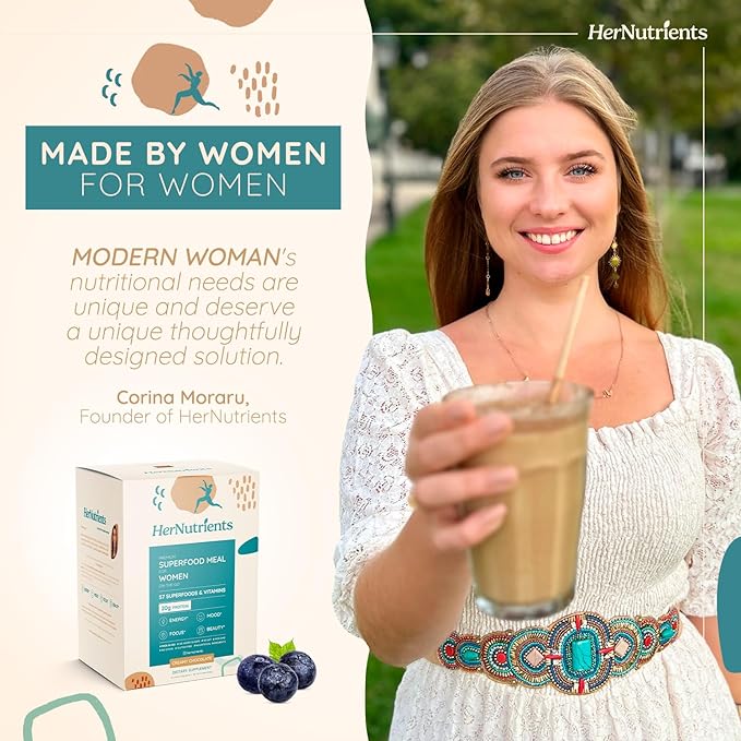 SuperFood Meal Replacement for Women - All-In-One Protein Powder with Greens & Vitamins & Collagen