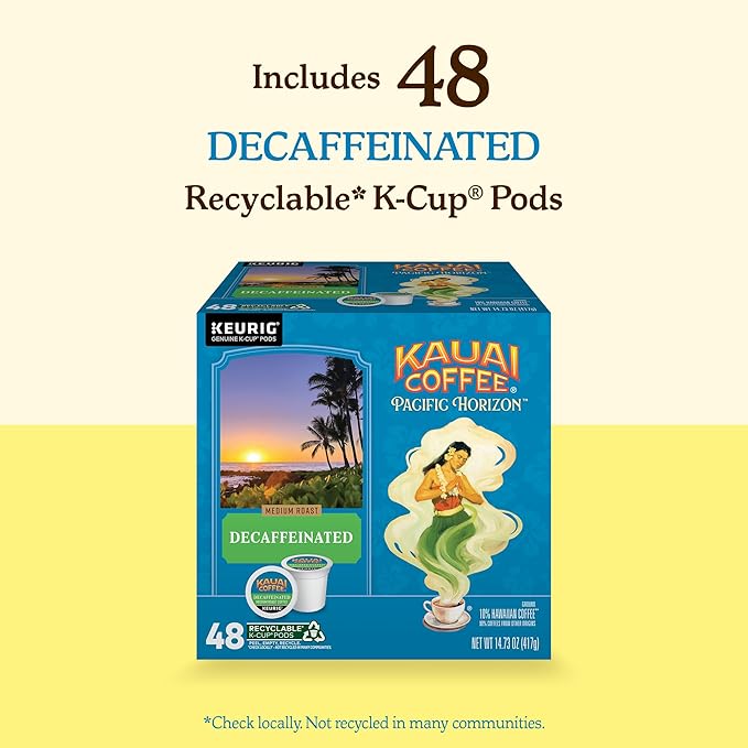 Kauai Coffee K-Cup Pods for Keurig Brewers – Arabica Coffee, 10% Hawaiian – Medium Roast, Bright