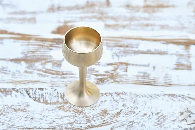 DeKulture Handmade Bronze Kansa Ayurveda Glasses Sake Cup Tumbler for Barware, 1.5 x 4.0 (DH)