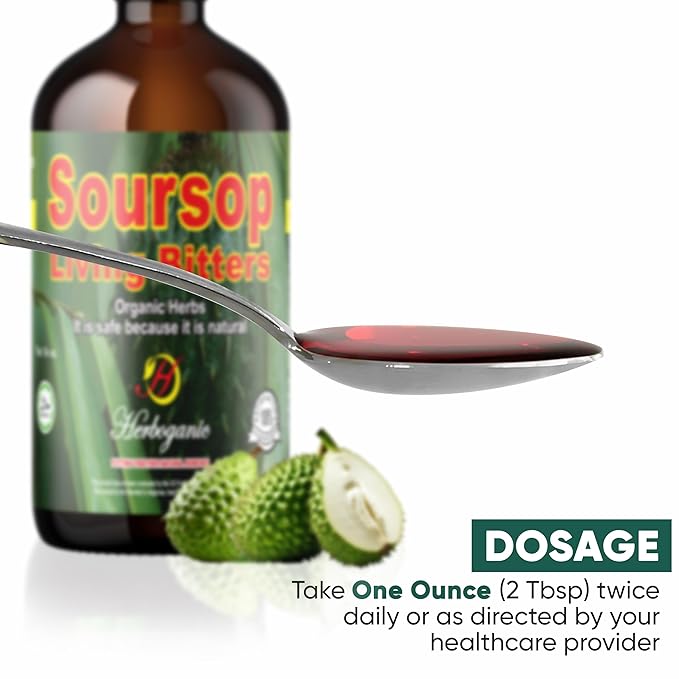 Herboganic Soursop Living Bitters for overall Health and wellness | Pack of 1 | 16 Oz