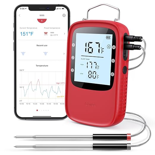 Govee Bluetooth Meat Thermometer, Digital Meat Thermometer for Smoker Oven, Grill Thermometer with