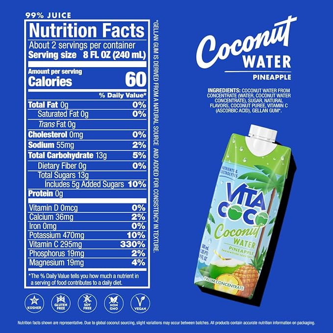 Vita Coco Coconut Water Naturally Hydrating Electrolyte Drink Smart Alternative to Coffee Soda and