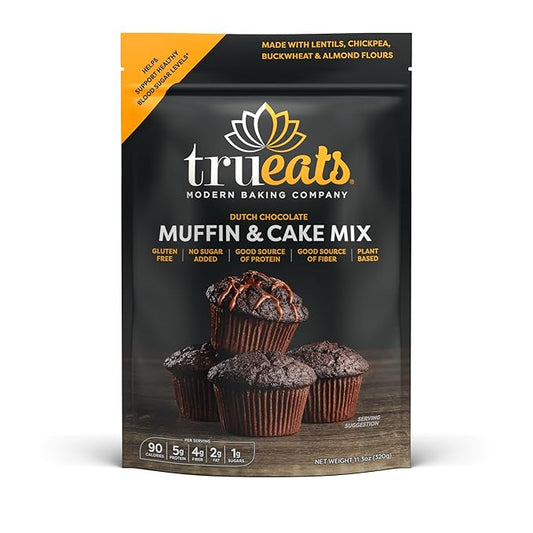 TruEats Dutch Chocolate Muffin & Cake Mix: Low Glycemic, Protein & Fiber Rich, Gluten & Grain Free
