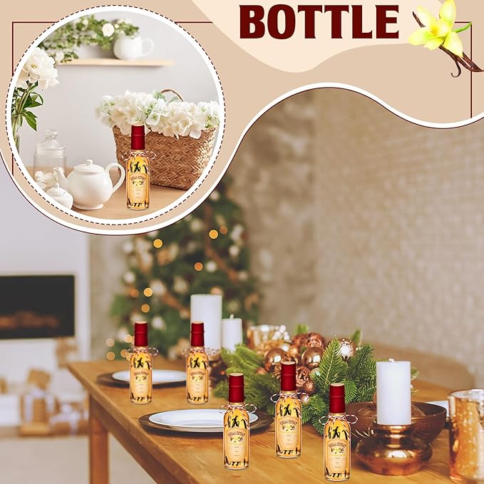 Tioncy 16 Pcs Vanilla Extract Bottles for Homemade Vanilla Jar Glass Bottle with Cap, Shrink Band