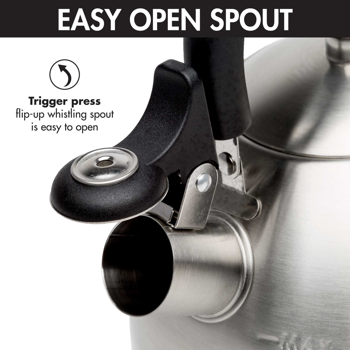 Primula Stewart Whistling Tea Kettle for Stovetop, Stainless Steel Stove Top Kettle with Fast Boil