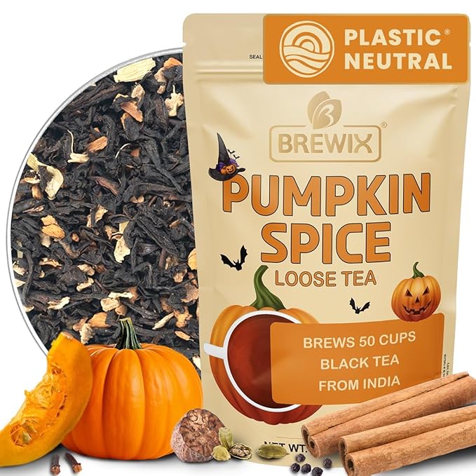 BREWIX, Pumpkin Spice Black Tea, Loose Leaf Tea (50+ Cups, 3.53oz/100g) | Fall | Halloween | Warm