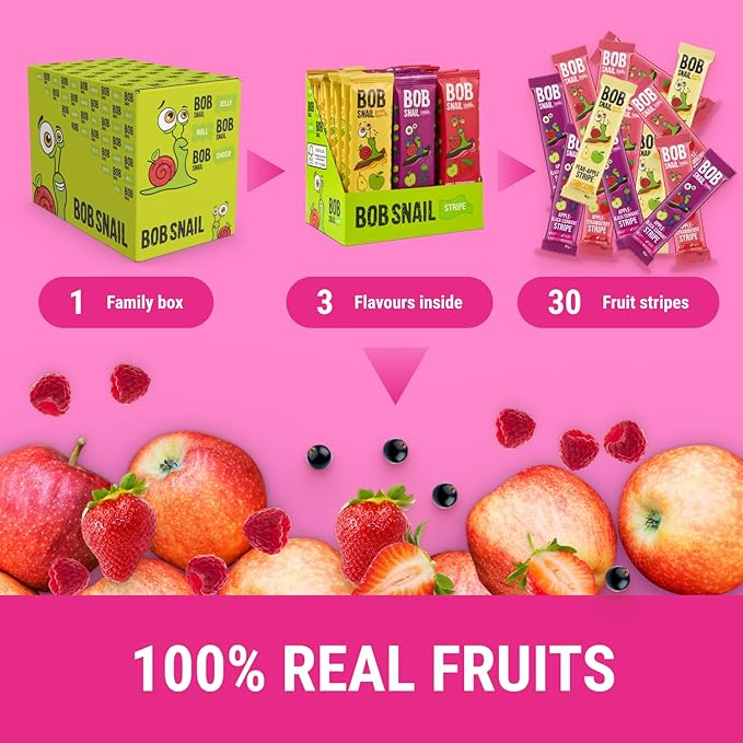 BOB SNAIL Healthy Organic Fruit Snacks for Kids and Adults??0 Organic Fruit Leather Snacks with