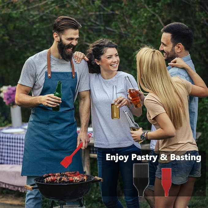 Silicone Basting Pastry Brush Set 2 Pack Heat Resistant Spread Oil Butter Sauce for BBQ Grill