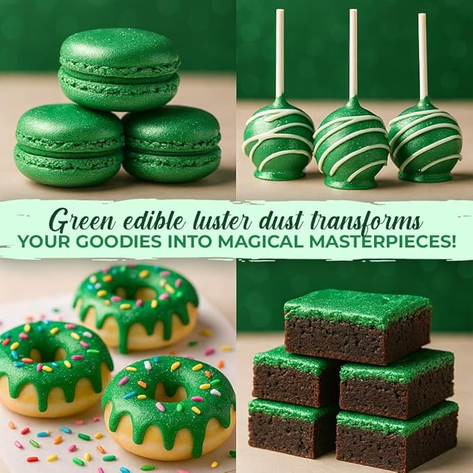 Bulk (20g) Luster Dust Edible Cake Decorations, Edible Luster Dust for Cakes, Green Edible Luster
