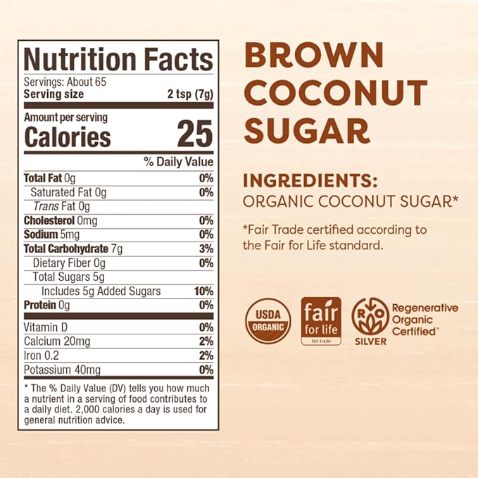 Big Tree Farms Organic Brown Coconut Sugar - Coconut Palm Sugar, Unrefined, Fine Crystals, Cane
