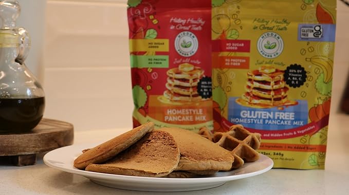 Hidden Foods Homestyle Gluten Free Protein Pancake Mix Oats, Fruit & Veggie Blend No Sugar Added